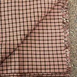 Heather Taylor Home Brown and Redish-Orange Checkered square tablecloth 60x102